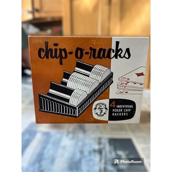VINTAGE POKER CHIP-O-RACKS SET OF 4 BAKELITE CHIP RACKERS IN ORIGINAL BOX - Picture 1 of 9
